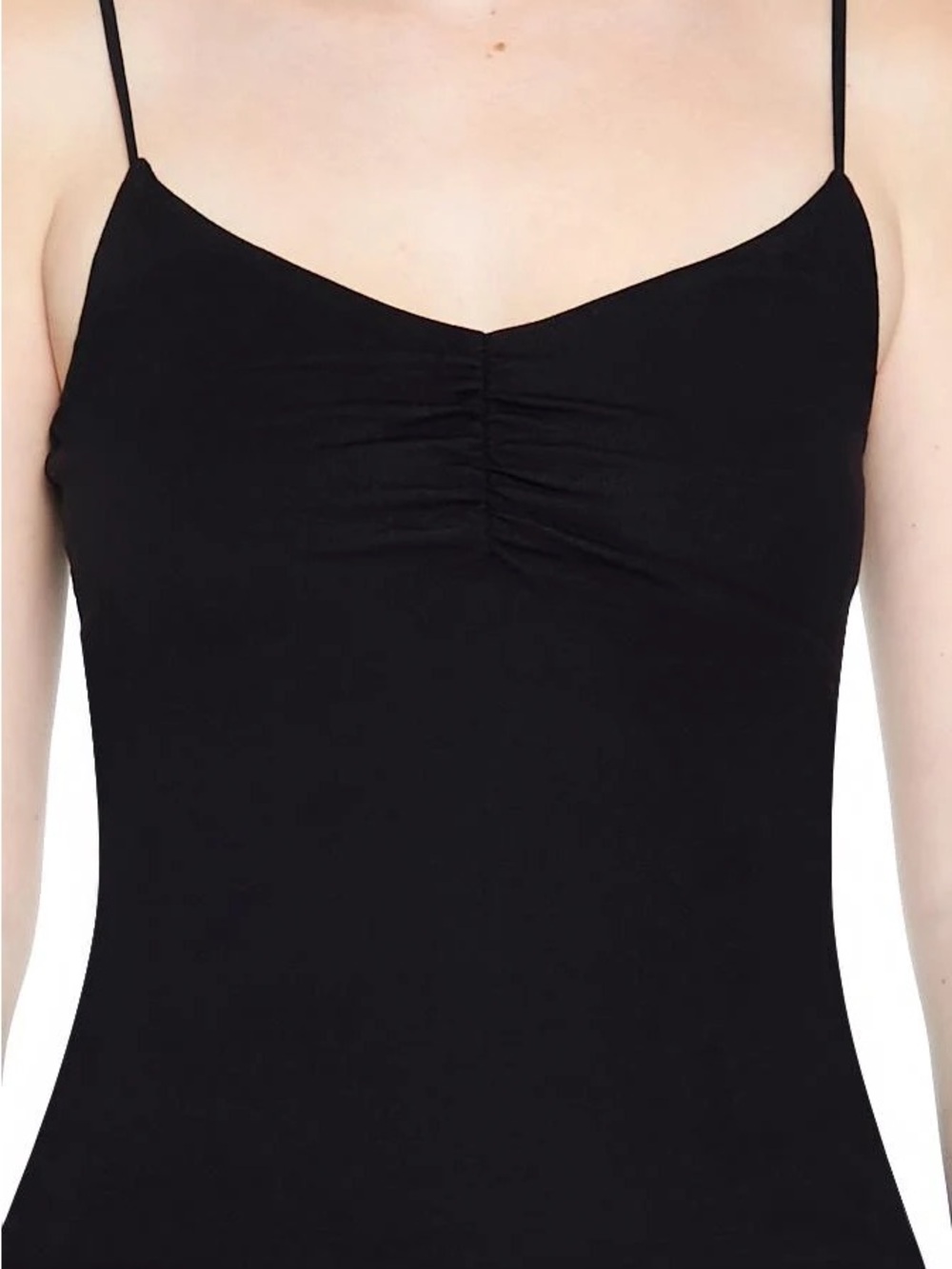 Express Black Ruched Front Spaghetti Strap Tank Top